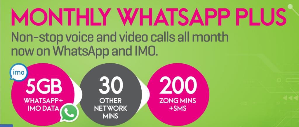 Zong Monthly Whatsapp Plus