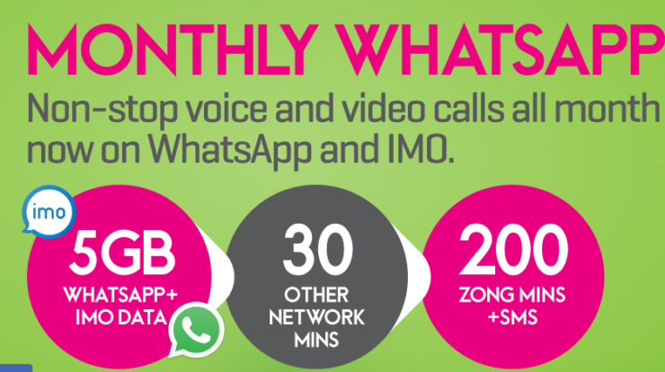 Zong Monthly Whatsapp Package